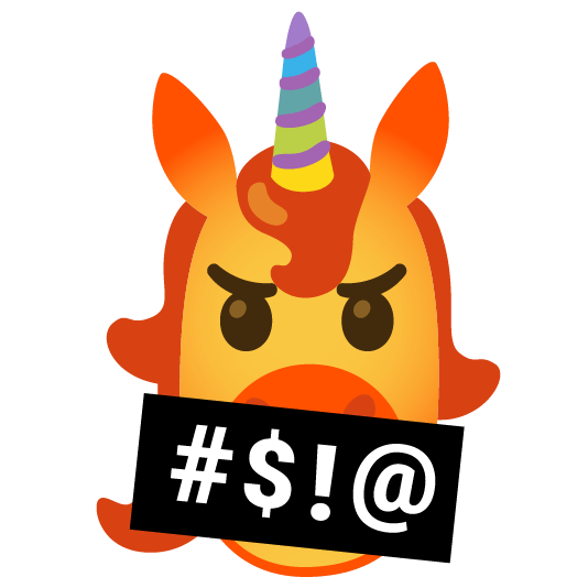 unicorn face face with symbols on mouth