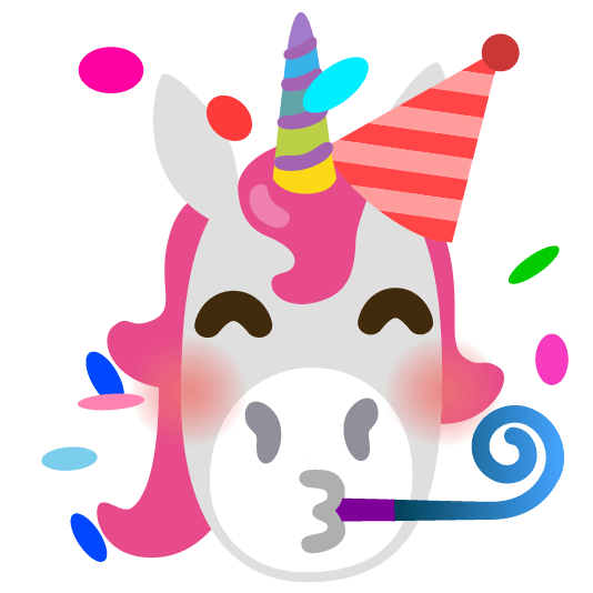 unicorn face partying face