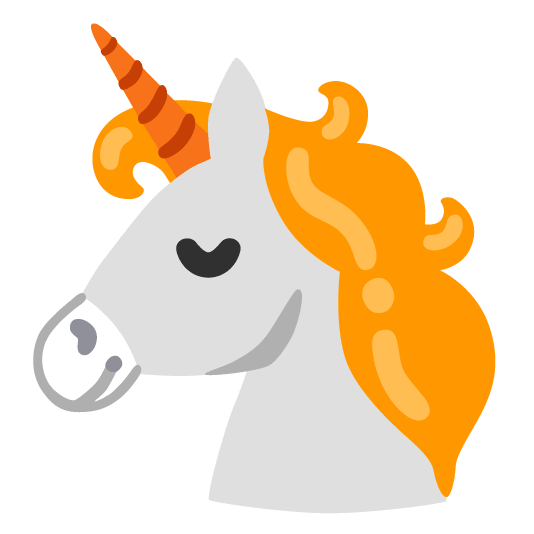 unicorn face orange heart