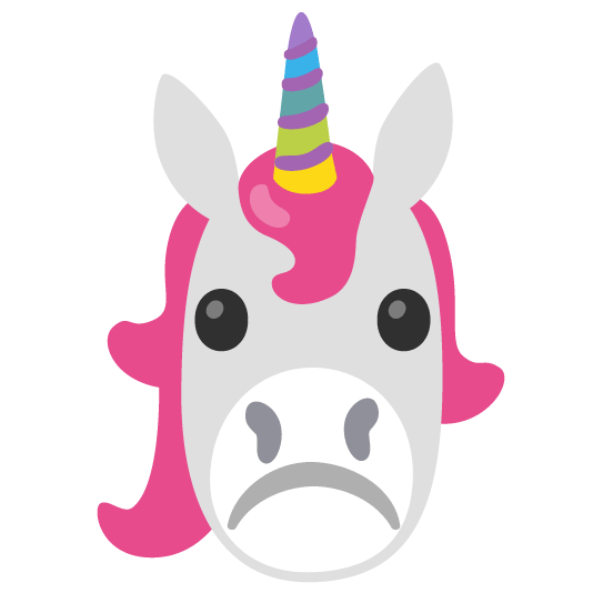 unicorn face white frowning face