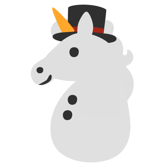 unicorn face snowman without snow