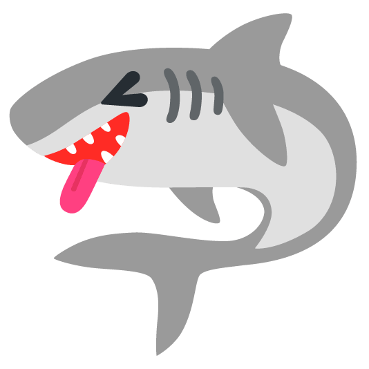 shark stuck out tongue closed eyes