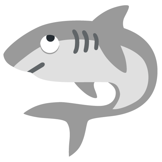 shark face with rolling eyes