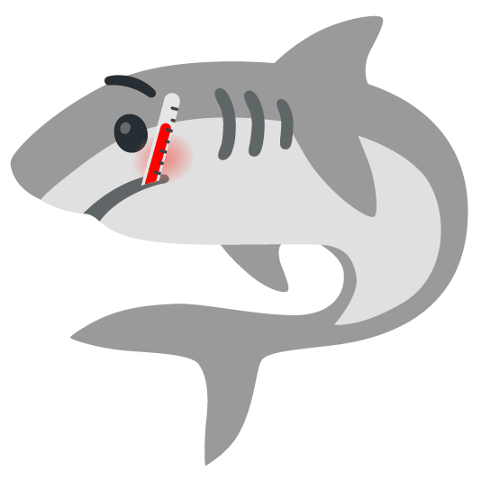 shark face with thermometer