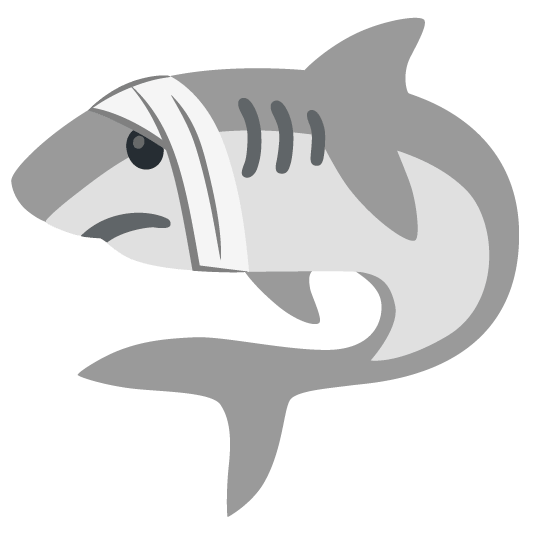 shark face with head bandage
