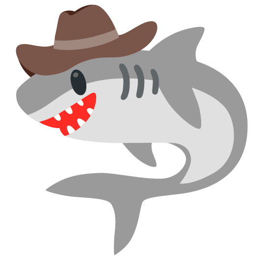 shark face with cowboy hat