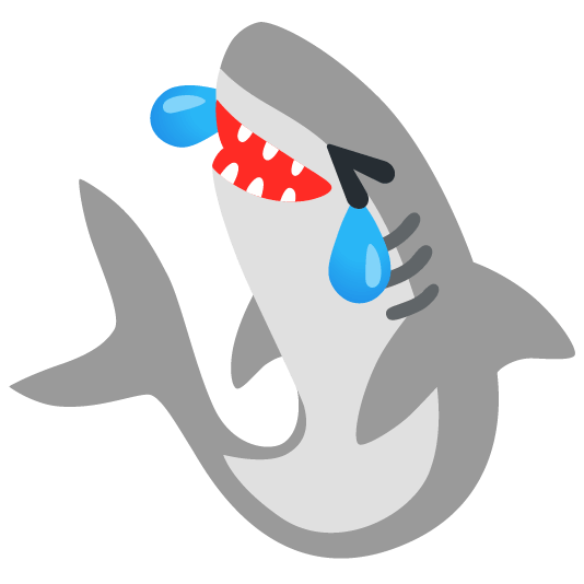 shark rolling on the floor laughing