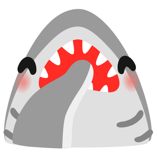 shark face with hand over mouth