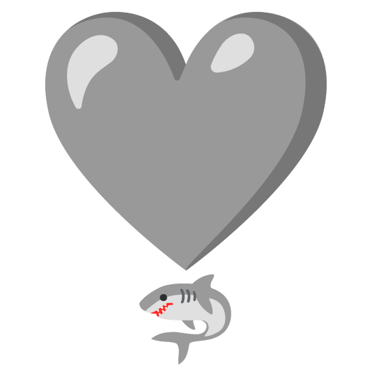 shark heavy heart exclamation mark ornament