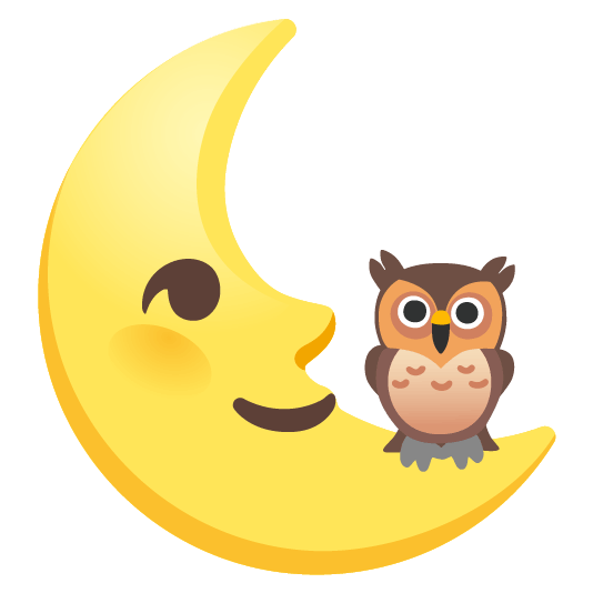 owl last quarter moon with face