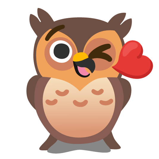 owl kissing heart
