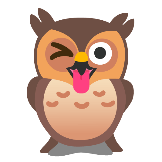 owl stuck out tongue winking eye