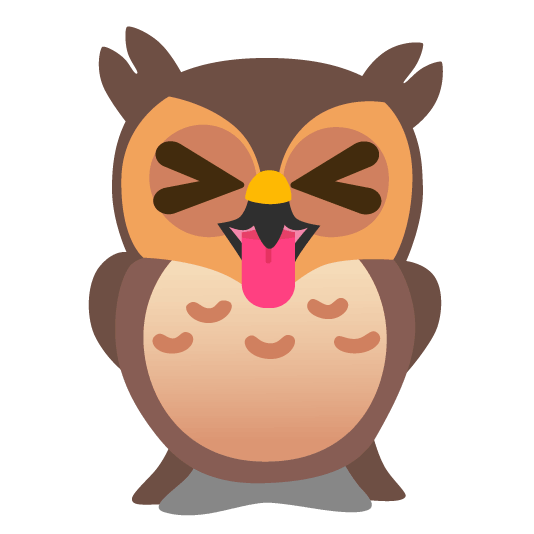 owl stuck out tongue closed eyes