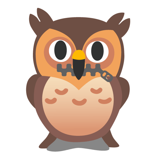 owl zipper mouth face