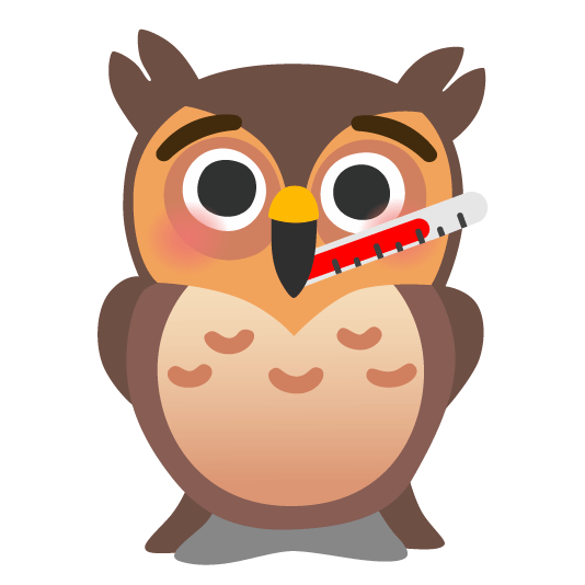 owl face with thermometer