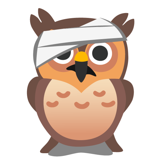 owl face with head bandage