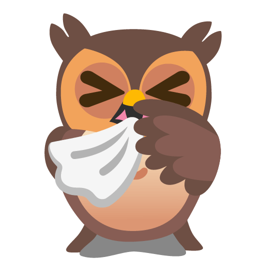 owl sneezing face