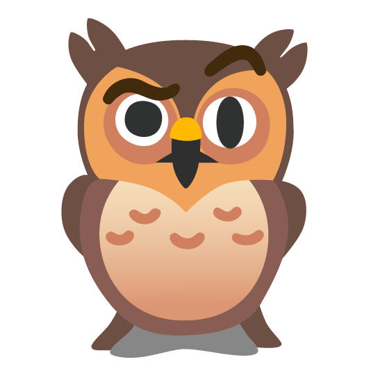 owl face with raised eyebrow