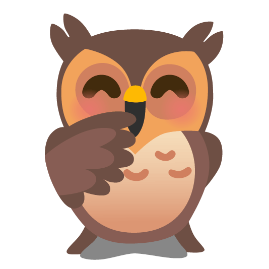 owl face with hand over mouth