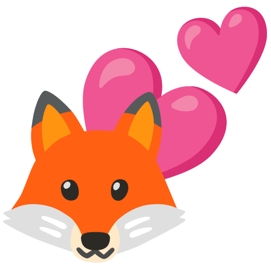 fox face two hearts