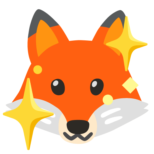fox face sparkling heart