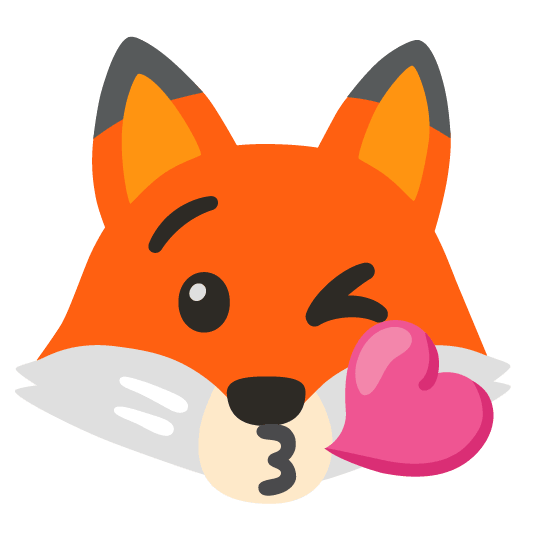 fox face kissing heart