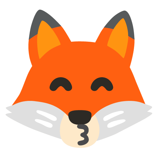 fox face kissing smiling eyes