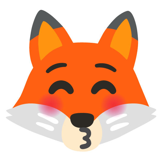 fox face kissing closed eyes