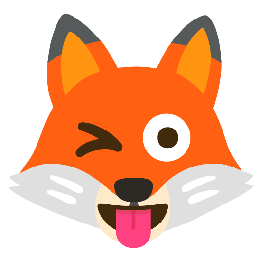 fox face stuck out tongue winking eye