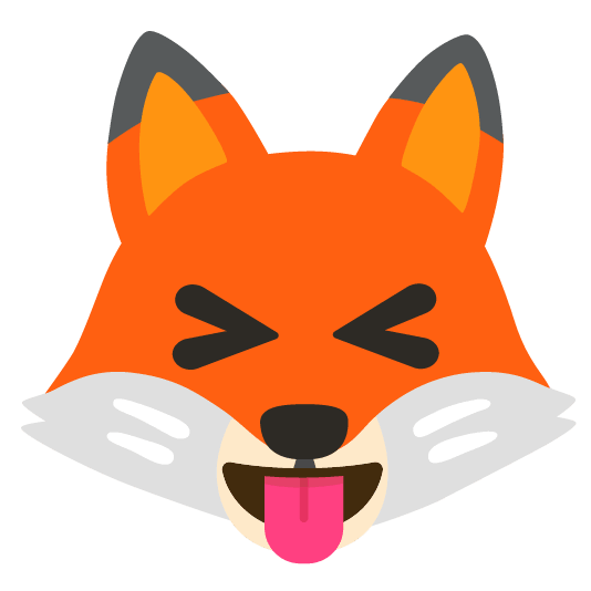 fox face stuck out tongue closed eyes