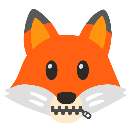 fox face zipper mouth face