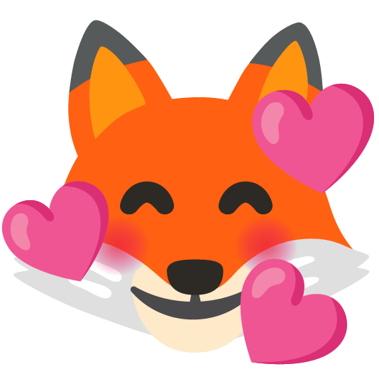 fox face smiling face with 3 hearts
