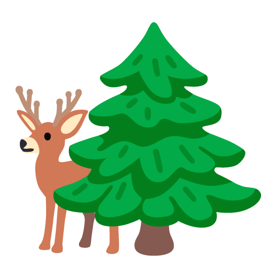 deer evergreen tree