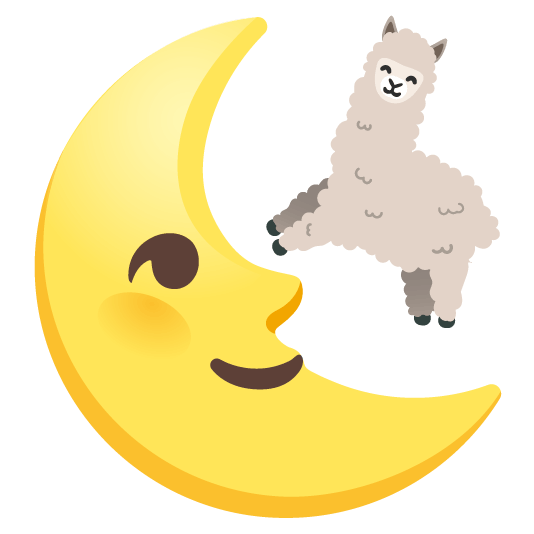 llama last quarter moon with face