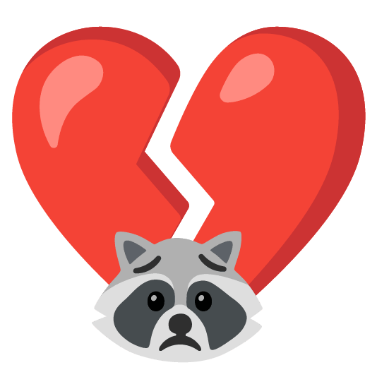 raccoon broken heart