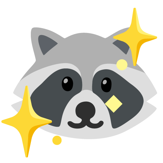 raccoon sparkling heart