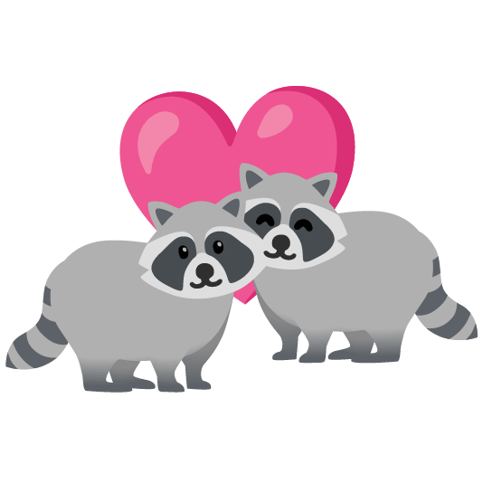raccoon revolving hearts