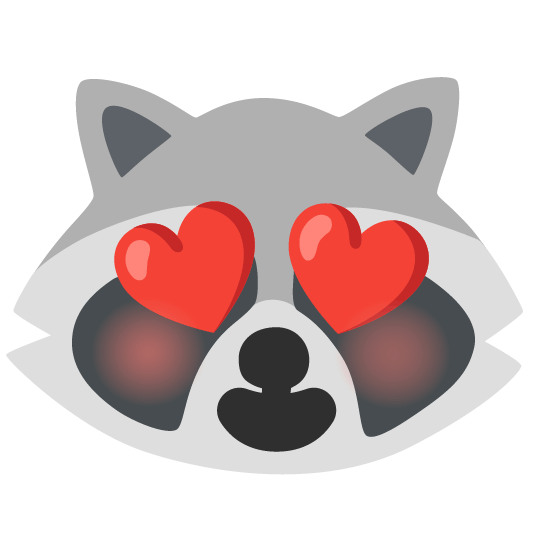 raccoon heart eyes