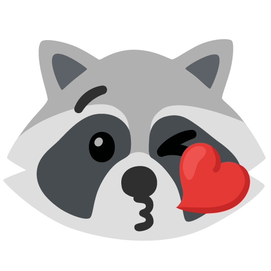 raccoon kissing heart