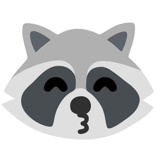 raccoon kissing smiling eyes