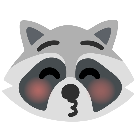 raccoon kissing closed eyes