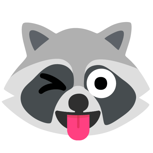 raccoon stuck out tongue winking eye