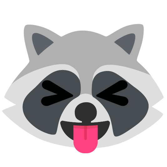 raccoon stuck out tongue closed eyes