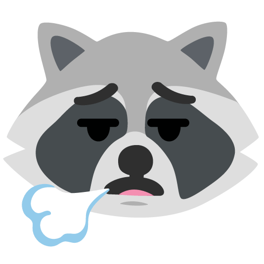raccoon face exhaling