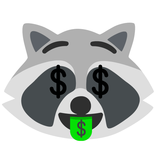 raccoon money mouth face
