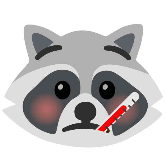 raccoon face with thermometer