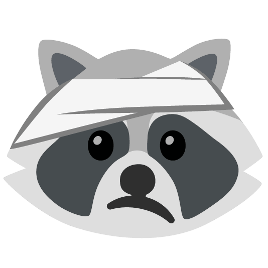 raccoon face with head bandage