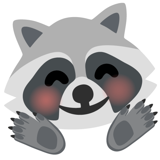 raccoon hugging face