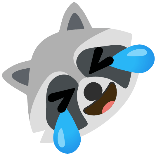 raccoon rolling on the floor laughing