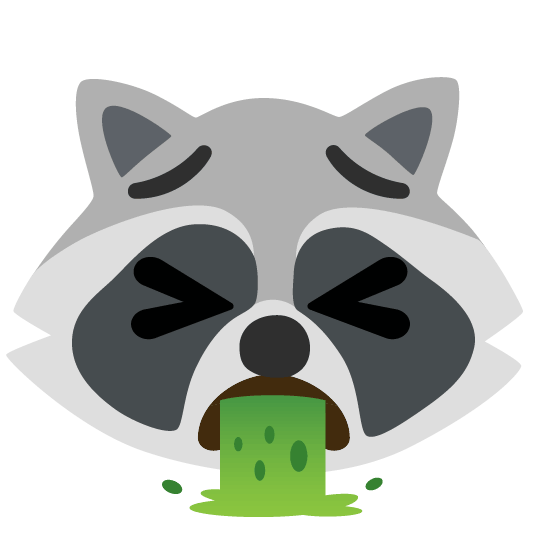 raccoon face vomiting